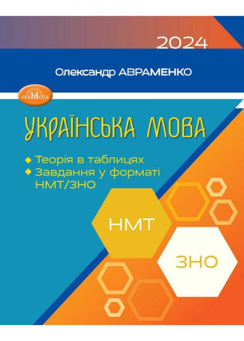 Авраменко НМТ ЗНО 2024 Теорія в таблицях Завдання в тестовій формі