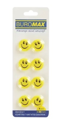 Комплект магнітів Buromax Smile 20 мм 8 шт