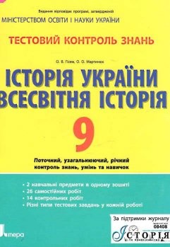 Тестовий контроль знань  Історія України Всесвітня історія 9 клас