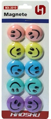 Магніт для дошки Смайлик 10 штук D3 см