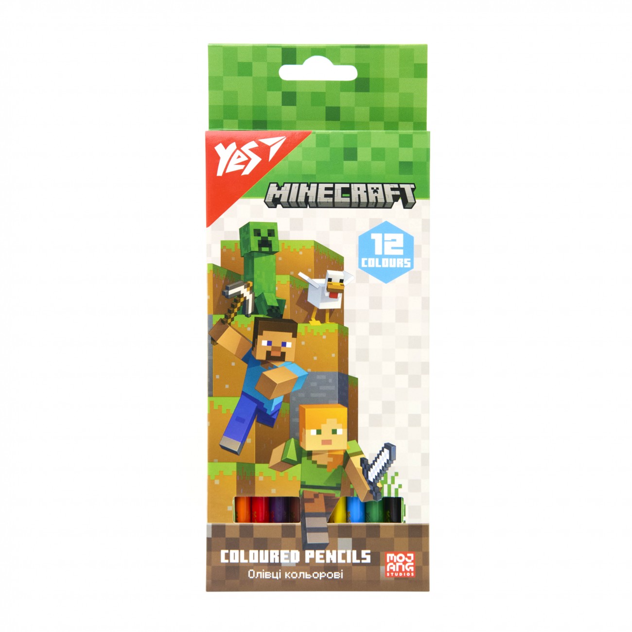Олівці кольорові тригранні 12 шт Minecraft YES