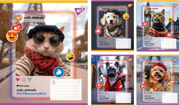 Зошит шкільний 18 аркушів клітинка Cute animals Yes