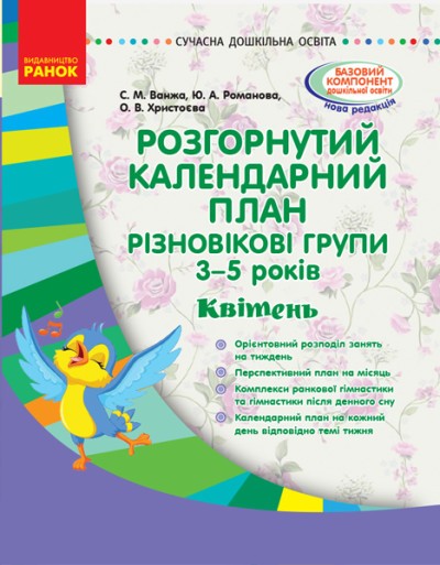 Розгорнутий календарний план Різновікові групи (3–5 років) Квітень Ванжа