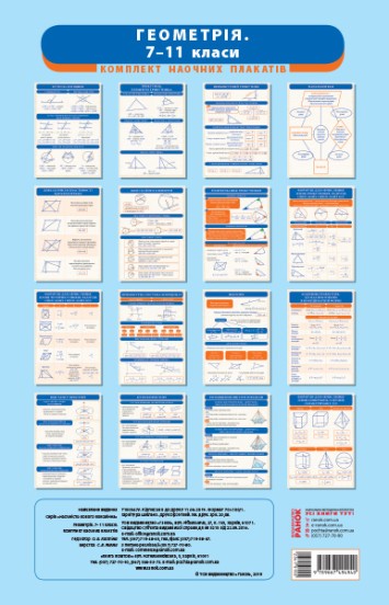 Геометрія 7-11 класи Комплект навчальних плакатів