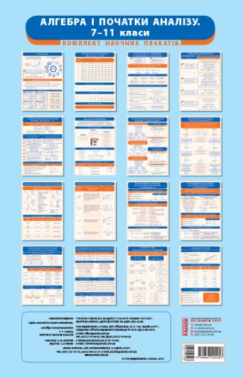 Алгебра і початки аналізу 7-11 класи Комплект навчальних плакатів