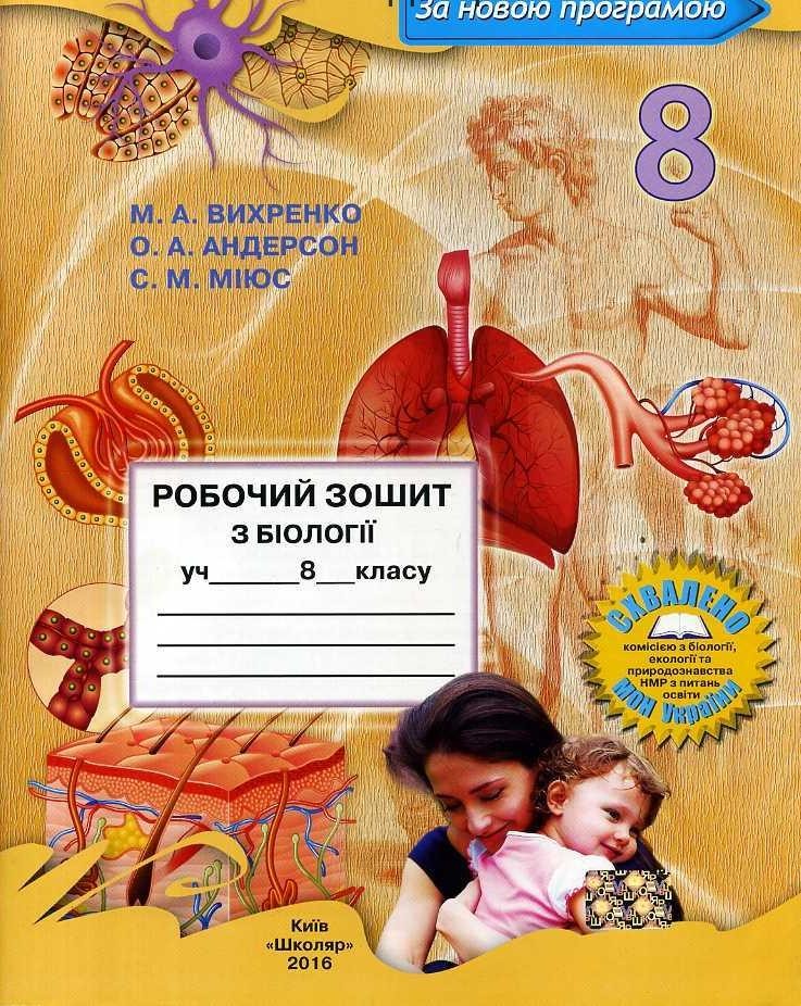 Робочий зошит Біологія 8 клас Вихренко 2023
