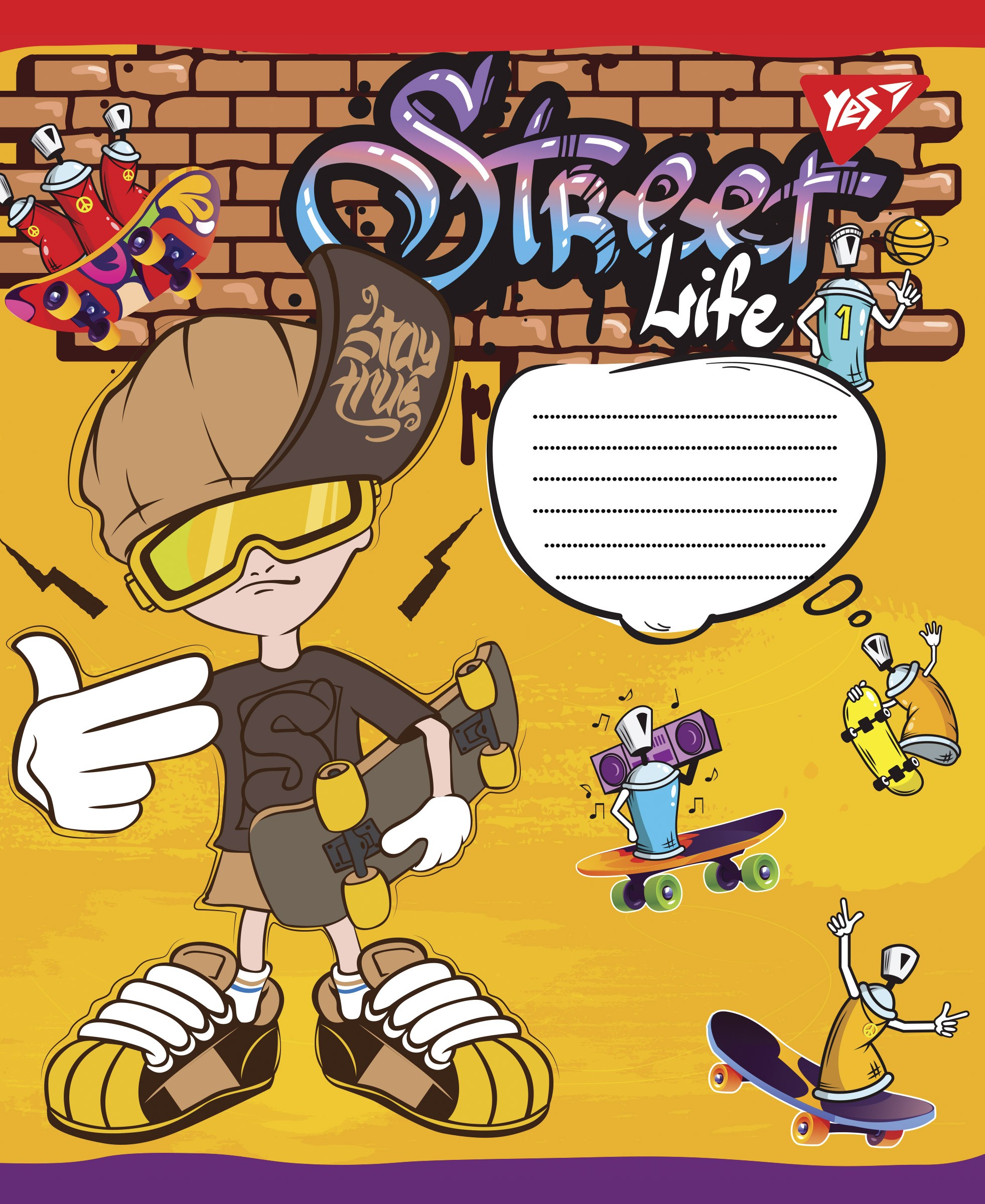 Зошит шкільний 24 арк клітинка Skates Yes