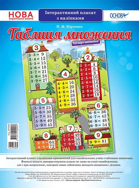 Інтерактивний плакат з наліпками Таблиця множення