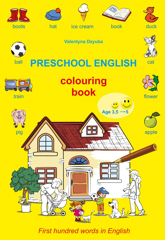 Preschool English Книга-розмальовка "Перші 100 слів англійською"