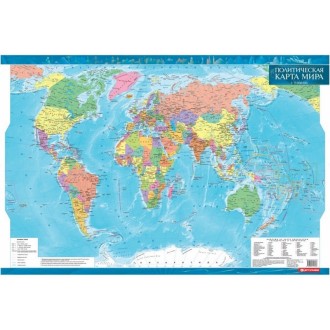 Політична карта світу, ламінована, на планках (рос)