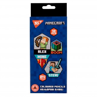 5056574404626 Олівці кольорові двосторонні 12/24 шт (тригранні) Minecraft 290702 YES