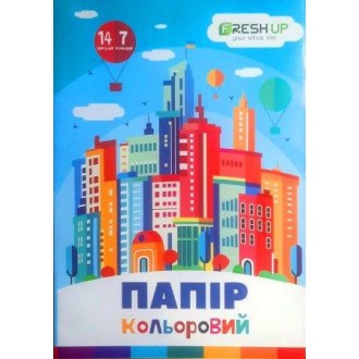 Папір кольоровий в наборі для творчості А4 Fresh up, 14 аркушів 7 кольорів 