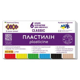 Пластилін 6 кольорів 120 г CLASSIC ZiBi